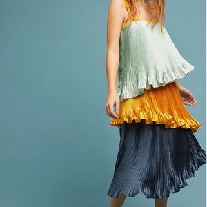Anthropologie pleated color block dress